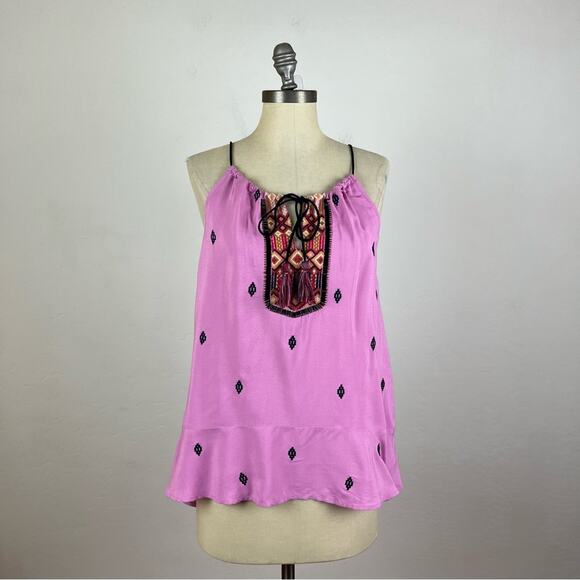 Anthropologie Vanessa Virginia Lilac Anayet Embroidered Tank Top - Picture 2 of 9